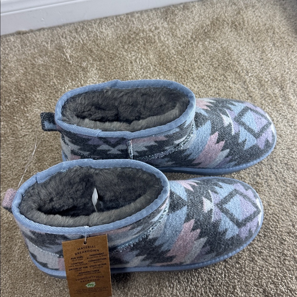 Lamo Women's Geometric Slippers - Blue, Pink, Gray - Picture 2 of 7